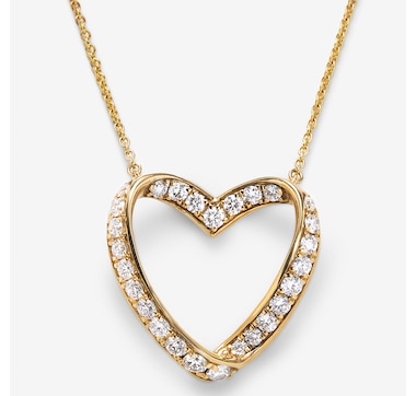EVERA Diamonds 14K Yellow Gold 1.00ctw Diamond Heart Pendant Necklace