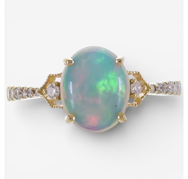 Cirari 14K Yellow Gold Ethiopian Opal and Diamond Ring
