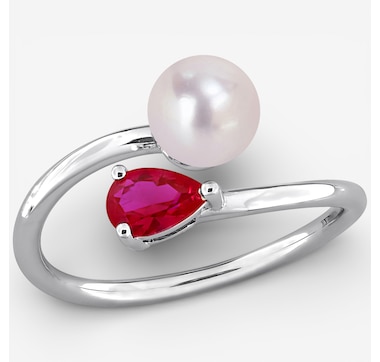 Amour Pearls Sterling Silver 6-6.5mm Fresh Water Cultured Pearl Ring